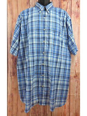 Polo Ralph Lauren Performance 2XB Blue Plaid Button-Down Short Sleeve Shirt